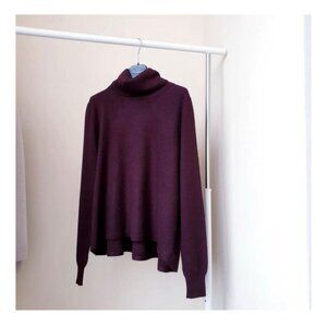 Michael Kors Burgundy Silk & Cashmere Turtleneck S